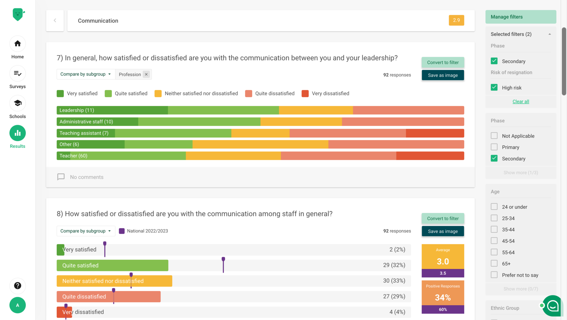 School survey modules and questions