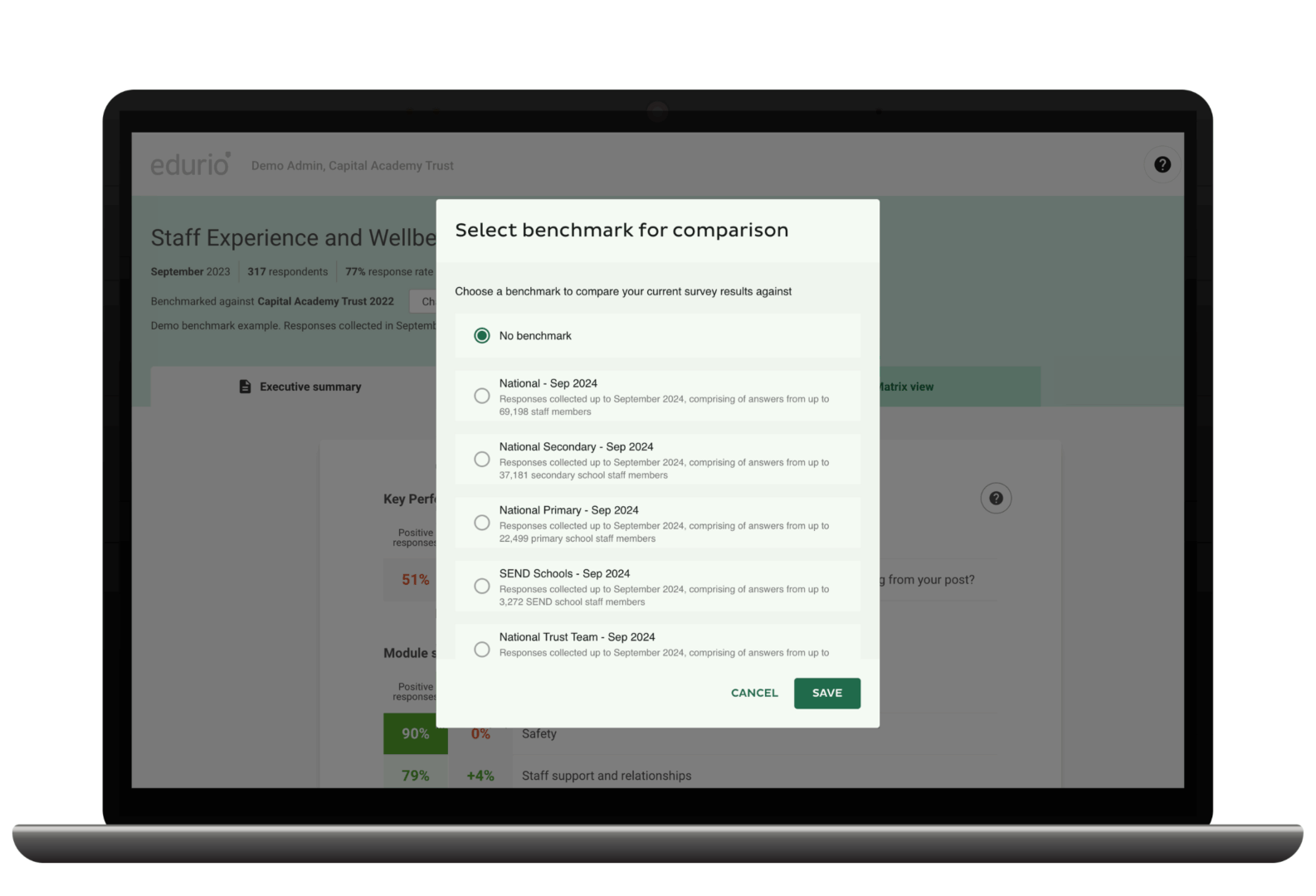 School benchmarking on the Edurio platform